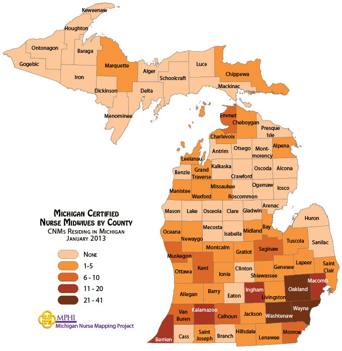 MI CNMs by county map